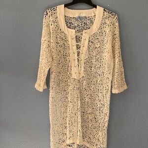 ANTONIO MELANI Off-White Lace-Up Swim Cover-Up